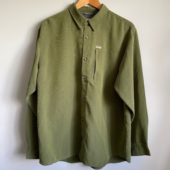 Columbia Men's Green Button Down Omni Shield Long Sleeve‎ Shirt Size Large - Picture 1 of 12